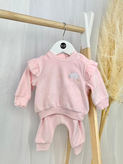 Baby Girl Velour Bunny 2 Piece Outfit Set