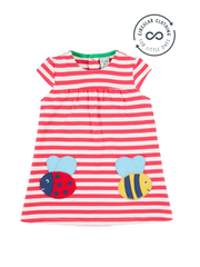 Frugi Organic Cotton Little Layla Dress - Watermelon/Ladybird