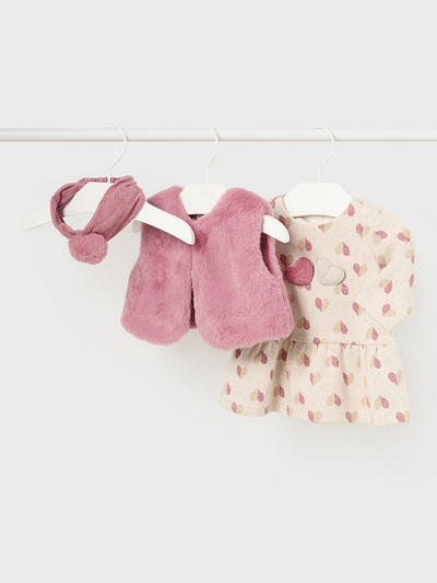 Mayoral Baby Girl 3-Piece Dress & Gilet Set - 3 Colours