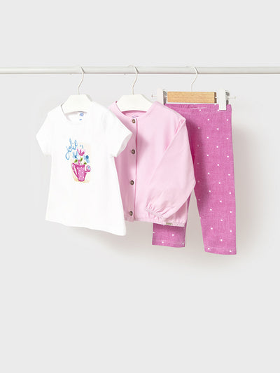 Mayoral Toddler Girl 'Jolie' Pink 3 Piece Outfit Set (12M-4Y)