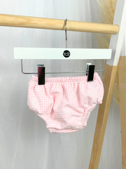 Baby Girl White & Pink Checked Dress & Bloomers
