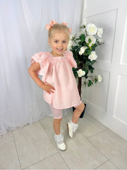 Girls ‘Cara’ Gingham Pink Frill Short Set