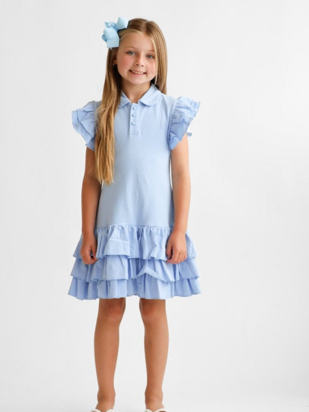 Girls 'Sian' Polo Dress - Blue