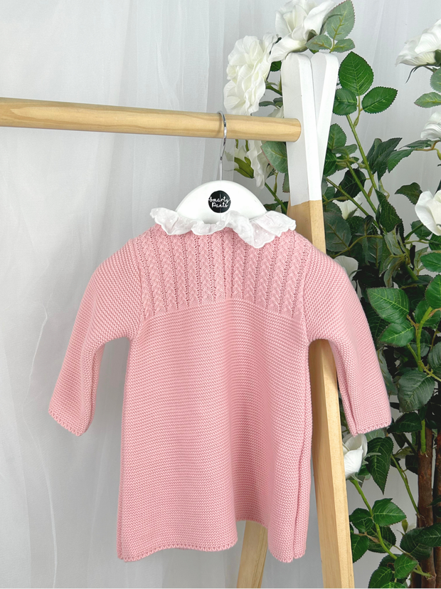 Toddler Girls Pink Knitted Coat & Dress Set (12M - 2Y)