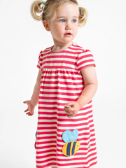 Frugi Organic Cotton Little Layla Dress - Watermelon/Ladybird