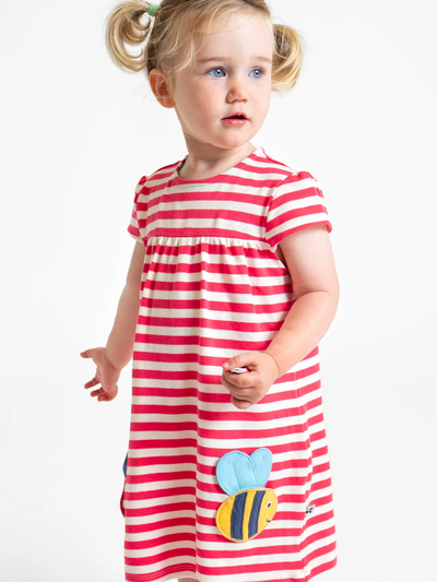 Frugi Organic Cotton Little Layla Dress - Watermelon/Ladybird