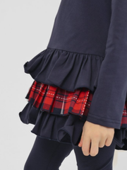 Girls 'Darcy' Tartan Bow Legging Set (18M - 8Y) - Navy