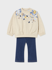 Mayoral Toddler Girl Floral Jumper & Denim Flare Set