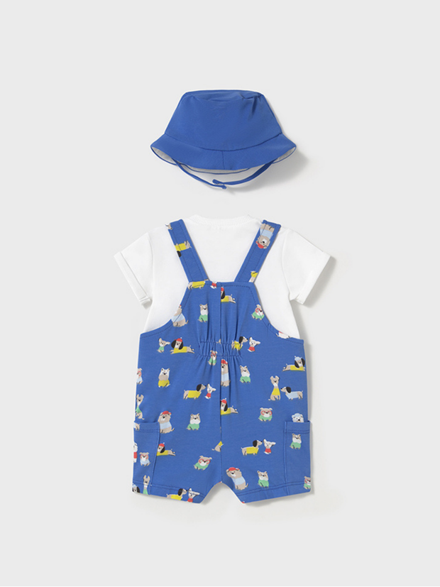 Mayoral Baby Boy Doggy Dungaree & Sun Hat- Klein Blue