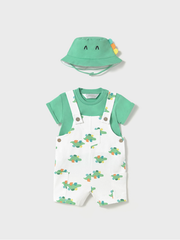 Mayoral Baby Boy Dinosaur Dungaree & Sun Hat- Loro