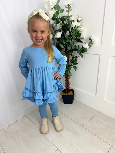 Girls 'Mae' Frilly Legging Set (18M - 8Y) - Blue