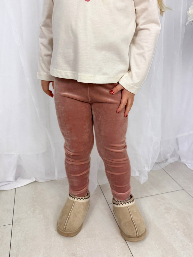 Mayoral Junior Girl Pink Velvet Leggings (3Y-8Y)