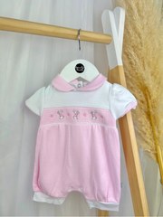 Pink Smocked Bunny Romper