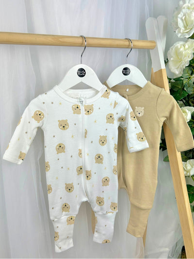Name It Unisex Teddy 2 Pack Babygrows