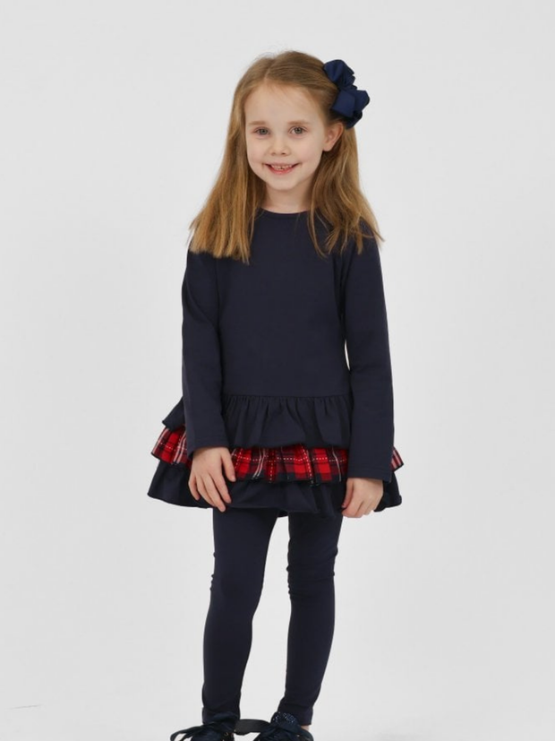 Girls 'Darcy' Tartan Bow Legging Set (18M - 8Y) - Navy