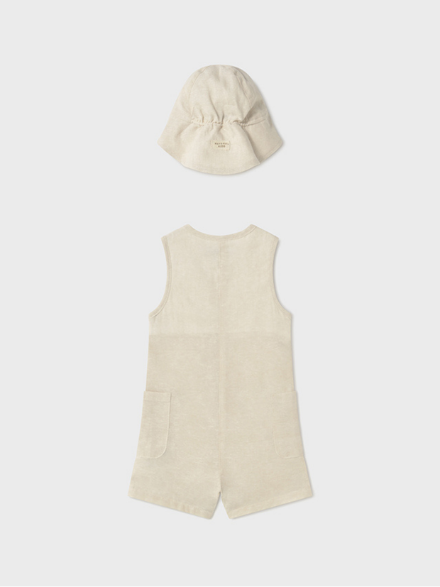 Mayoral Toddler Boy Neutral Dungaree With Bucket Hat - 2 Colours