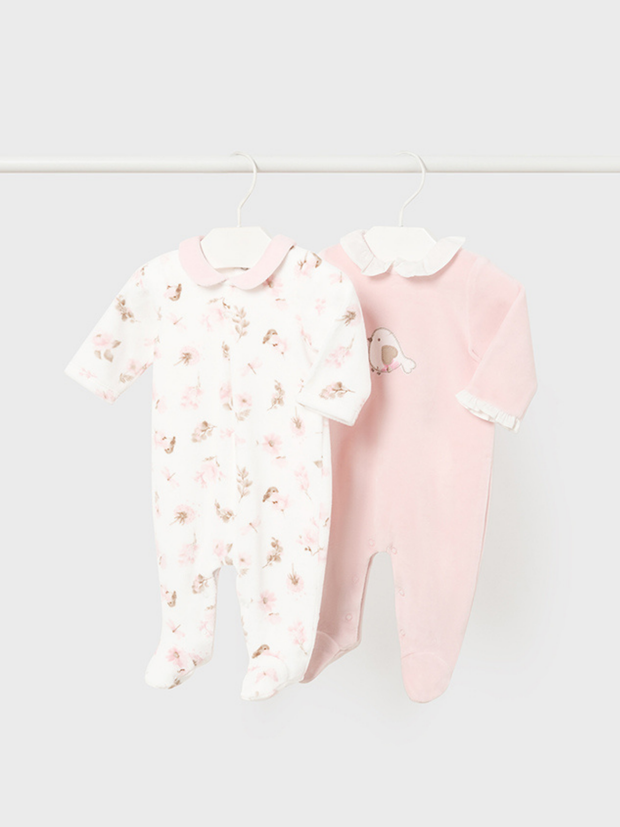 Mayoral Baby Girl Pink & White Babygrows - 2 Pack