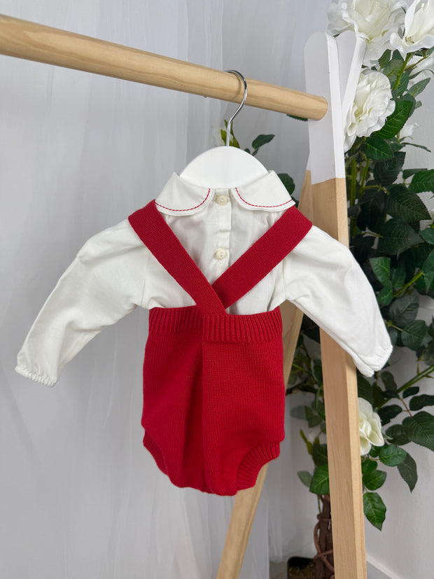 Pex Girls Bear Knitted Romper Set (0M - 24M) - Red