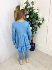 Girls 'Mae' Frilly Legging Set (18M - 8Y) - Blue