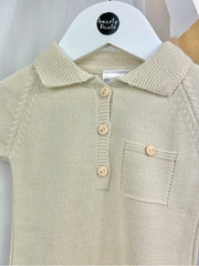 Baby Boy Beige 'Bradley' Knitted Romper