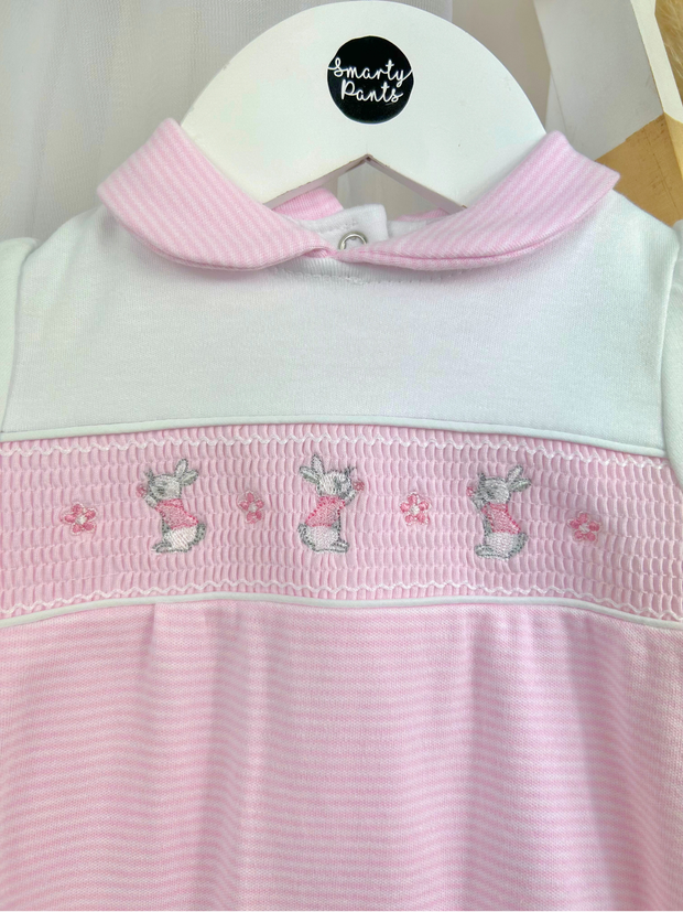 Pink Smocked Bunny Romper