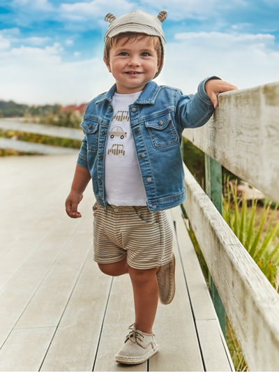 Mayoral Toddler Boy Car Striped Shorts Set & Hat