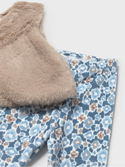 Mayoral Toddler Girl Blue Floral Outfit Set - 3 Piece (12M-4Y)