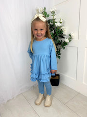 Girls 'Mae' Frilly Legging Set (18M - 8Y) - Blue
