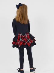 Girls 'Darcy' Tartan Bow Legging Set (18M - 8Y) - Navy