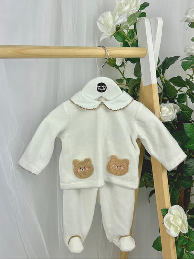 Deolinda Unisex 'Teddy' Off White 2 Piece Set (0M-9M)