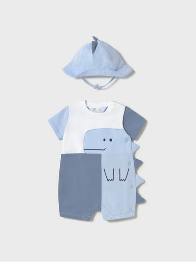 Mayoral Baby Boy Blue Dinosaur Romper & Hat