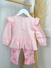 Mintini Girls Pink Floral Heart Legging Set (3M - 5Y)