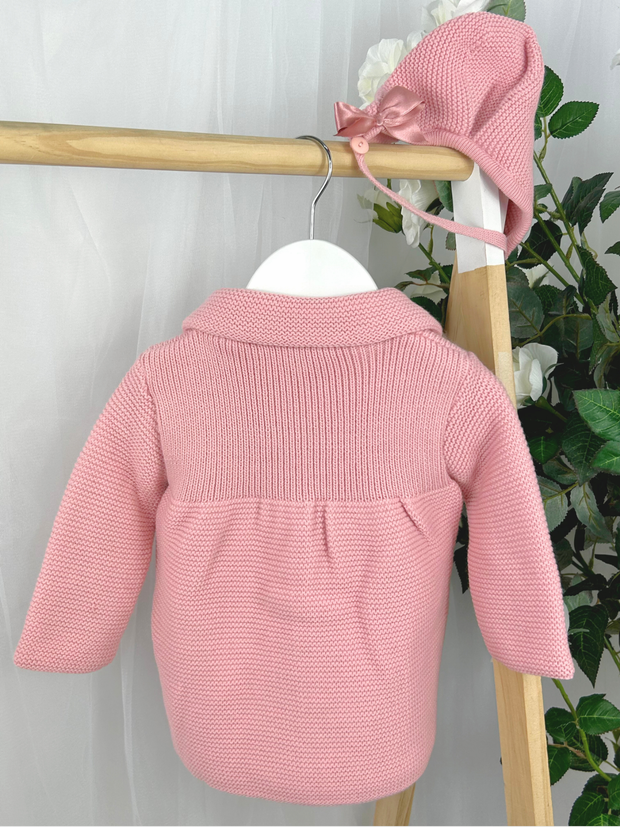 Baby Girls Pink Knitted Coat & Hat Set (3M - 3Y)