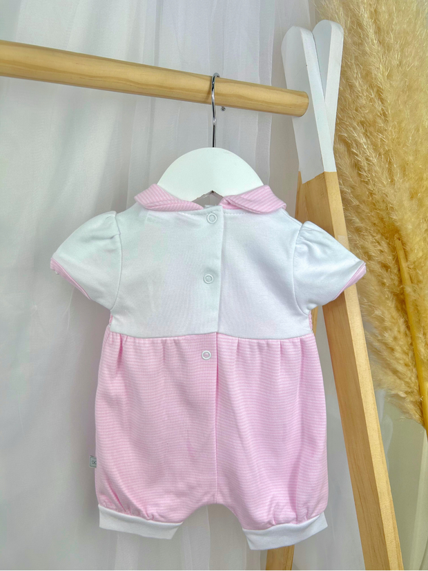 Pink Smocked Bunny Romper