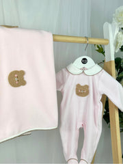 Deolinda Girls Pink Bear Babygrow (0M-9M)
