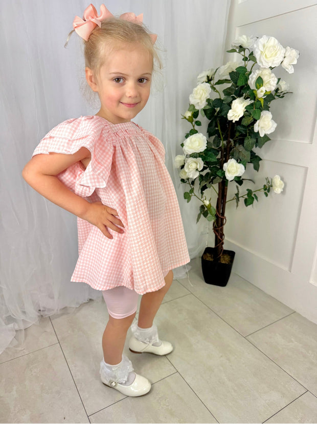 Girls ‘Cara’ Gingham Pink Frill Short Set
