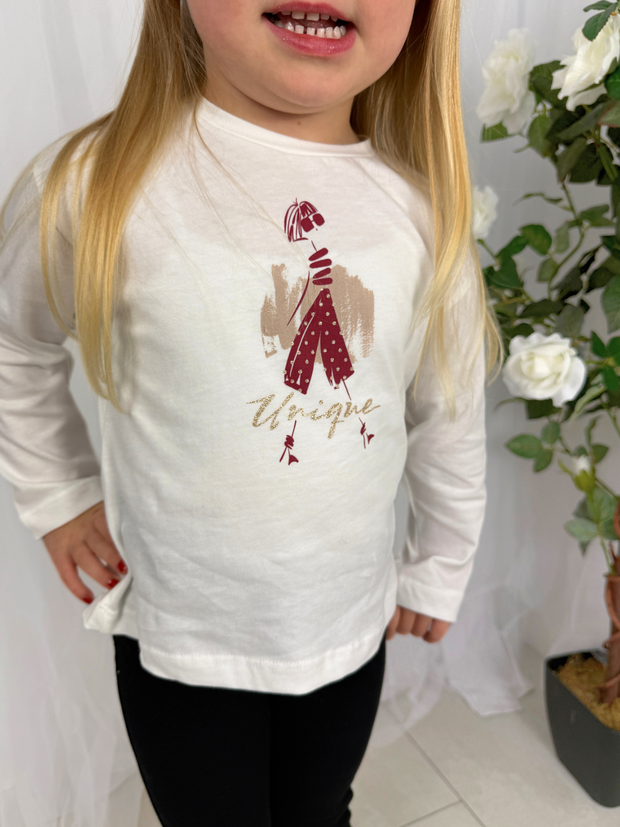 Mayoral Junior Girl 'Unique' Long Sleeve Top (3Y-8Y) - Red