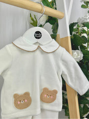 Deolinda Unisex 'Teddy' Off White 2 Piece Set (0M-9M)
