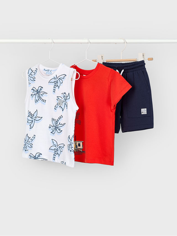 Mayoral Junior Boy Palm Trees 3 Piece Short Set - 2 Colours