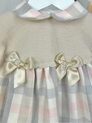 Pex Girls 'Orla' Beige Tartan Dress With Bows (0M-3Y)