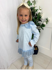 Mintini Girls Blue Diamante Legging Set (12M - 5Y)