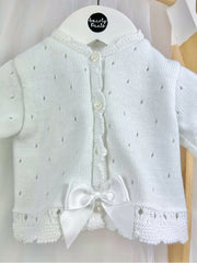 Baby Girl 'Miranda' White Knitted Cardigan