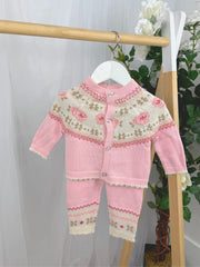 Baby Pink Knitted Outfit Set (0M-12M)
