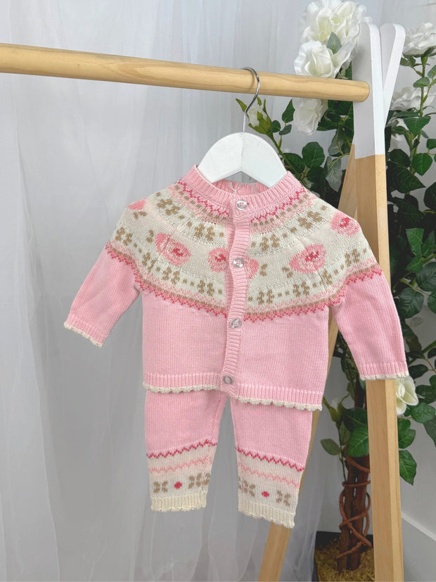 Baby Pink Knitted Outfit Set (0M-12M)