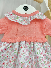 Baby Girl Ruffle Collar Knitted Floral Dress