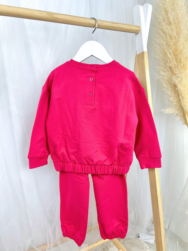 iDO Toddler Girl Pink Teddy Tracksuit