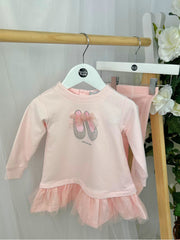 Tutto Piccolo Toddler Girl Pink Sparkly Dress & Tights (12M-4Y)