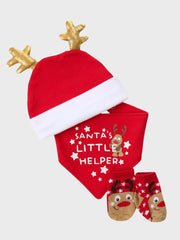 Christmas Reindeer Hat, Bibs & Socks Set (0-6M)