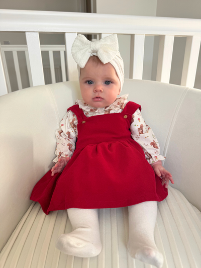 Girls Red Corduroy Pinafore Dress (3M-3Y)