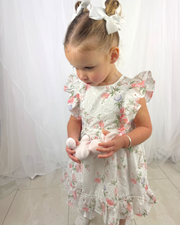 Mintini Toddler Girl White Floral Dress